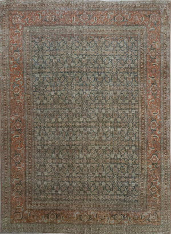 Antique Rug 8’06×11’09 Green Tabriz 10061058
